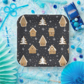 キュートなジンジャーブレッドヴィレッジモアツリーズブルークリスマス ペーパープレート (パーティー)