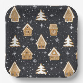 キュートなジンジャーブレッドヴィレッジモアツリーズブルークリスマス ペーパープレート (正面)