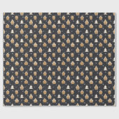 キュートなジンジャーブレッドヴィレッジモアツリーズブルークリスマス ラッピングペーパー (フラット)