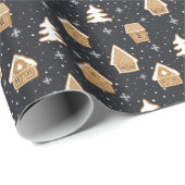 キュートなジンジャーブレッドヴィレッジモアツリーズブルークリスマス ラッピングペーパー (ロールコーナー)