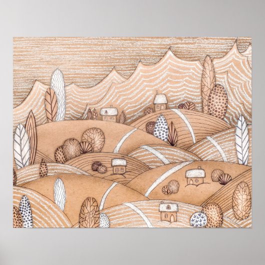 キュートなジンジャーブレッド村のアートワーク |ポスター ポスター (正面)