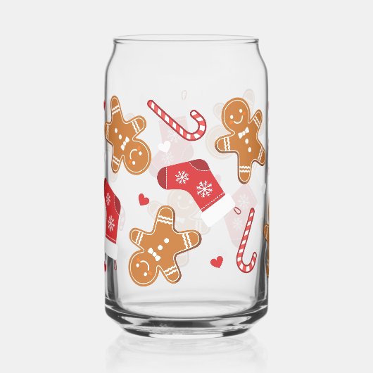 キュートなジンジャーブレッド飴と靴下のクリスマス ガラス缶 (正面)