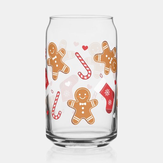 キュートなジンジャーブレッド飴と靴下のクリスマス ガラス缶 (左)