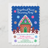 キュートなジンジャーブレッド飾ハウスのパーティークリスマス 招待状 (正面)