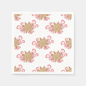 キュートなジンジャーブレッド&ペパーミントキャンディクリスマス スタンダードカクテルナプキン (正面)