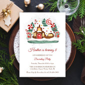 キュートなジンジャーブレッ飾ドハウスの誕生日パーティー 招待状