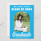 キュートなスカイブルー大学院モダン写真卒業 案内状 (正面)