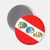 キュートなスキューバードダイビング国旗 マグネット (正面/裏面)