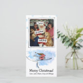 キュートなスキージャンプ飛んでいるピグクリスマス |写真 シーズンカード (スタンド正面)