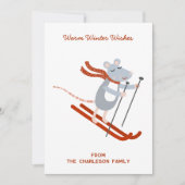 キュートなスキーパーソナライズされたマウス シーズンカード (正面)