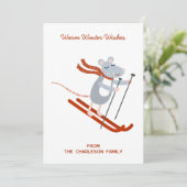 キュートなスキーパーソナライズされたマウス シーズンカード (スタンド正面)