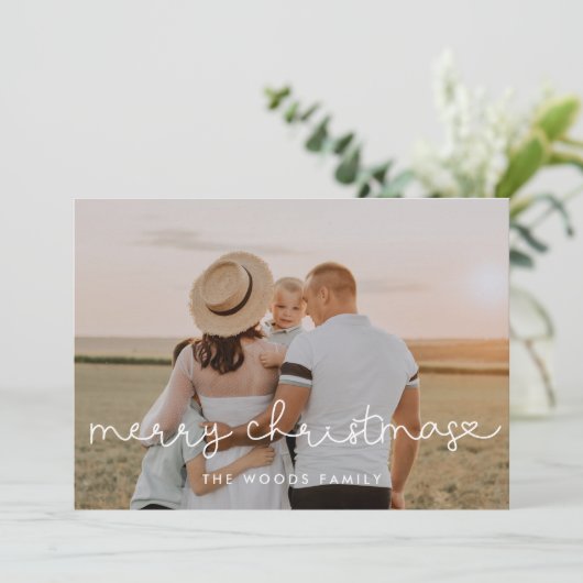 キュートなスクリプトメリークリスマスフォト シーズンカード (スタンド正面)