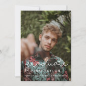 キュートなスクリプト卒業写真の発表 案内状 (正面)