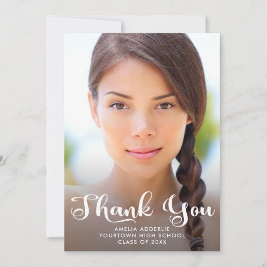 キュートなスクリプト卒業2写真ありがとう 招待状 (正面)