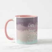 キュートなスクリプト紫グラデーションティール(緑がかった色)タイポグラフィストライプ マグカップ (左)