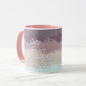 キュートなスクリプト紫グラデーションティール(緑がかった色)タイポグラフィストライプ マグカップ (正面左)