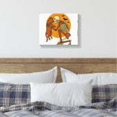 キュートなスケルトンハギングキャットゴシックハロウィーンデザイン キャンバスプリント (インサイチュ (寝室))