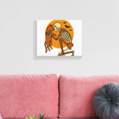 キュートなスケルトンハギングキャットゴシックハロウィーンデザイン キャンバスプリント (インサイチュ (リビング))