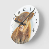キュートなスコットランドのハイランダー牛 ラウンド壁時計 (傾斜)