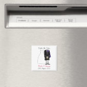 キュートなスコットランドの新郎新婦Save The Date Magnet マグネット (インサイチュ (食洗機))