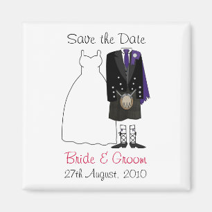 キュートなスコットランドの新郎新婦Save The Date Magnet マグネット