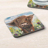 キュートなスコティッシュハイランドカウコースター コースター (左側)