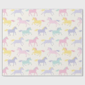 キュートなスタイルのパステル馬のパターンのクリーム ラッピングペーパー (フラット)
