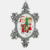 キュートなステッキのフィギュア3クリスマスオーナメント スノーフレークピューターオーナメント (左)