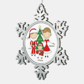 キュートなステッキのフィギュア3クリスマスオーナメント スノーフレークピューターオーナメント (右)