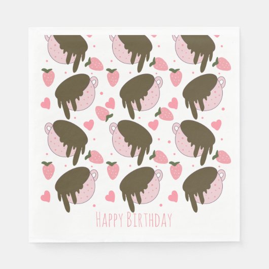 キュートなストロベリーチョコレートドリップコーヒーハート スタンダードランチョンナプキン (正面)