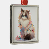 キュートなスノーシュー猫クリスマスホリデーライト メタルオーナメント (右)