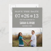 キュートなスノーフレークグレー日付写真はがきを保存 案内ポストカード (正面/裏面)