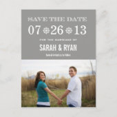 キュートなスノーフレークグレー日付写真はがきを保存 案内ポストカード (正面)