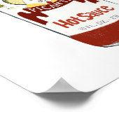 キュートなスパイシーな猫ホットソースイラストレーション ポスター (角)