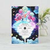 キュートなスパークリングキャンディーランドバースデー 招待状 (スタンド正面)