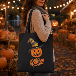 キュートなスプーキー・パンプキン・ウィッチハット・ハロウィン トートバッグ