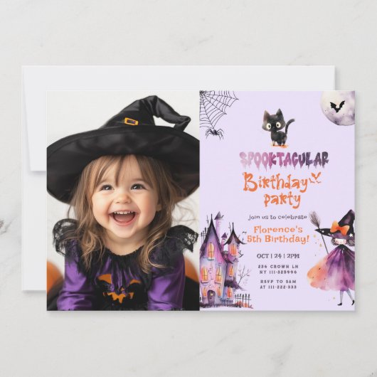 キュートなスプークの誕生日の写真ハローウィンパーティ 招待状 (正面)