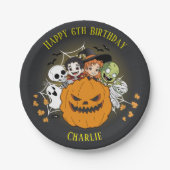 キュートなスプータクタキュラーハロウィンモンスターバースデーパーティー ペーパープレート (正面)