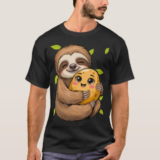 キュートなスロースとポテト野菜 Tシャツ