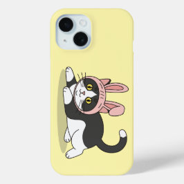 キュートなタキシード猫のうさぎ耳コスチューム美学 iPhone 15ケース