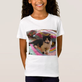 キュートなタキシード猫のクロシェじゅうたん女の子Tシャツ Tシャツ