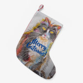 キュートなタキシード猫キャッメリースマスクリスマスストッキング スモールクリスマスストッキング (正面 (吊り時))