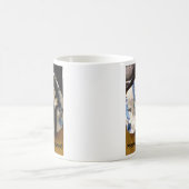 キュートなタキシード猫クリスマスプレゼントのマグカップ マグカップ (中央)