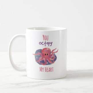 キュートなタコのラブマグ "You Octopy My Heart" コーヒーマグカップ