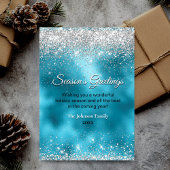 キュートなターコイズシルバーグリッターのクリスマスと新年