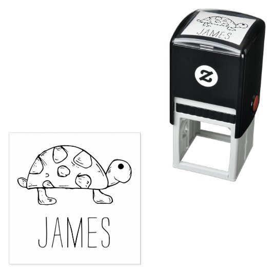 キュートなタートルアートと名前をカスタムするプレリンク セルフインキングスタンプ (インサイチュ)