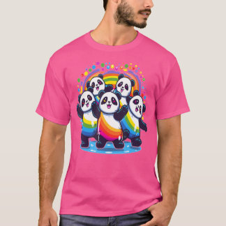 キュートなダンシングレインボーパンダのEDMフェスティバル Tシャツ