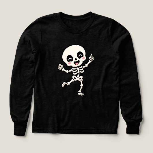 キュートなダンスをするスケルトンのハロウィンデザイン (デザイン正面)