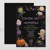 キュートなダークハロウィンコスチュームパーティー 招待状 (正面/裏面)
