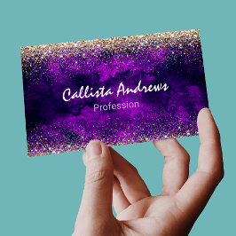 キュートなダークパープル金ゴールドフェイクグリッター マグネット名刺